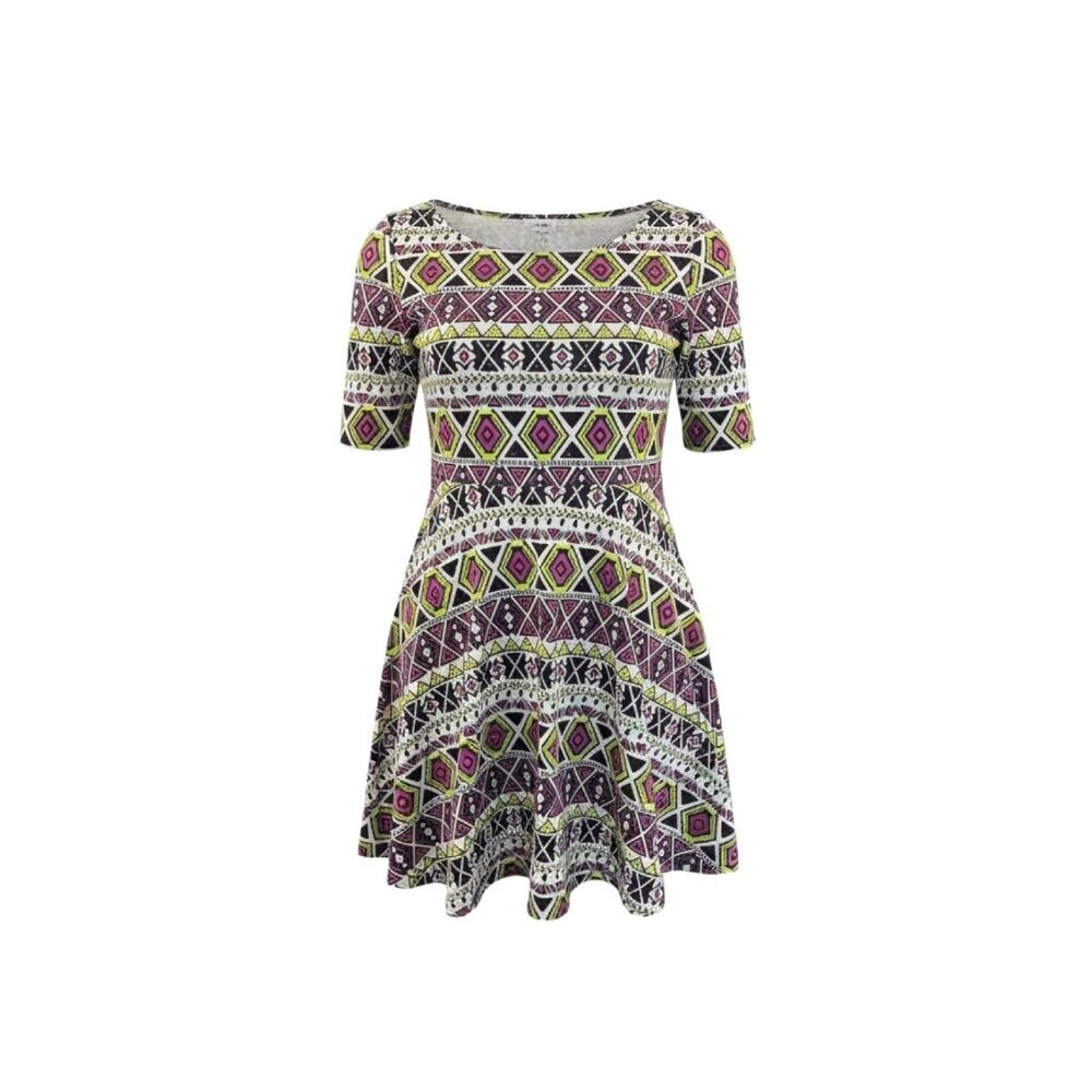 Only True Streetwear Geometric Skater Mini Dress~Size Small~Multicolor~L11 29